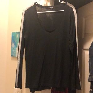 Stella & Dot black with silver stripe top